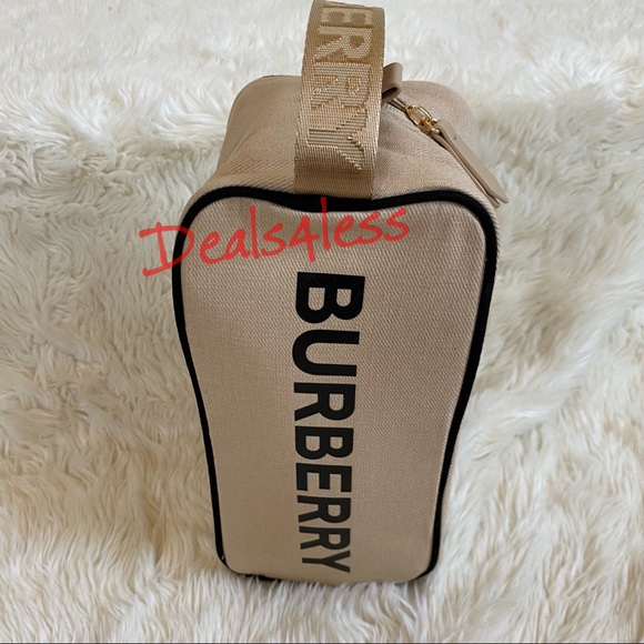Burberry Bag Pouch Case Cosmetics Toiletry Travel Logo Handle Zippered New - Picture 3 of 12
